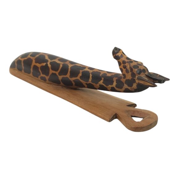 Giraffe Wall Hanging Hand Carved Muhuhu Wood Kenyan Craftsmen Africa Home Decor - Picture 8 of 16